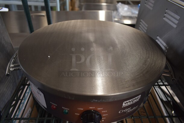 BRAND NEW SCRATCH AND DENT! Waring WSC165BX Stainless Steel Commercial 16" Round Crepe Maker w/ Crepe Spatula and Batter Spreader. 208/240 Volts, 1 Phase.  - Image 10 of 11