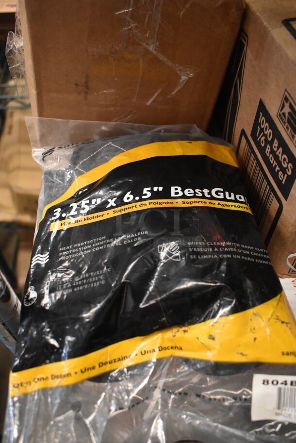 5 BRAND NEW SCRATCH AND DENT! Items Including 2 Choice 612W85 18"x18" Insulated Sandwich Wrap Sheets, Tshirt Carry Out Bags, 804BG-BK 3.25"x6.5" BestGua Handle Holder, and Stack of Tan Poly Bowls. 5 Times Your Bid!  - Image 4 of 8