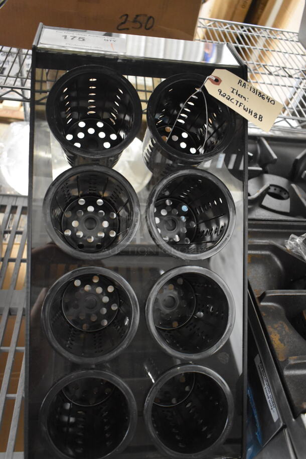 BRAND NEW SCRATCH AND DENT! Vollrath CTFWH-8B 922CTFWH8B Black Countertop 8-Cylinder Flatware Organizer with Black Perforated Cylinders - Image 4 of 5