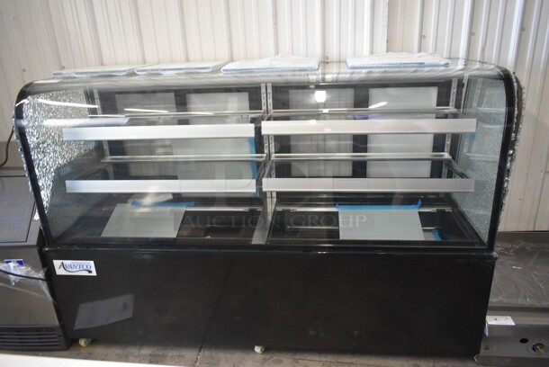 BRAND NEW SCRATCH AND DENT! Avantco 193BCD72B Metal Commercial Floor Style Deli Display Case Merchandiser on Commercial Casters. Side Glass Panes are Damaged. 110-120 Volts, 1 Phase. Tested and Powers On But Does Not Get Cold - Image 1 of 10