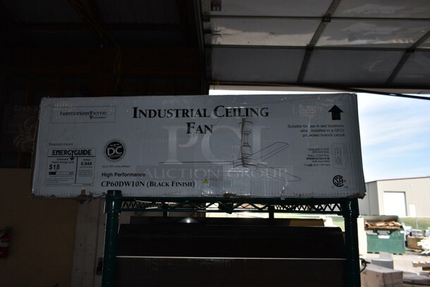 4 BRAND NEW SCRATCH AND DENT! Canarm 664CP60DW10N 60" Black Industrial Indoor / Outdoor High Performance Ceiling Fan CP60DW10N - 8944 CFM, 120V, 1 Phase. 4 Times Your Bid! - Image 4 of 5