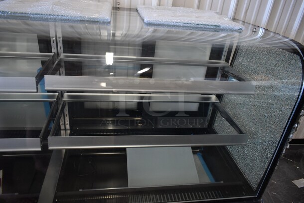 BRAND NEW SCRATCH AND DENT! Avantco 193BCD72B Metal Commercial Floor Style Deli Display Case Merchandiser on Commercial Casters. Side Glass Panes are Damaged. 110-120 Volts, 1 Phase. Tested and Powers On But Does Not Get Cold - Image 8 of 10