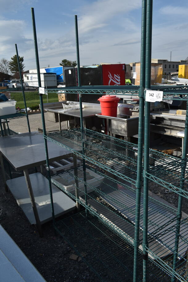 Green Finish 4 Tier Wire Shelving Unit. BUYER MUST DISMANTLE. PCI CANNOT DISMANTLE FOR SHIPPING. PLEASE CONSIDER FREIGHT CHARGES.  - Image 2 of 2