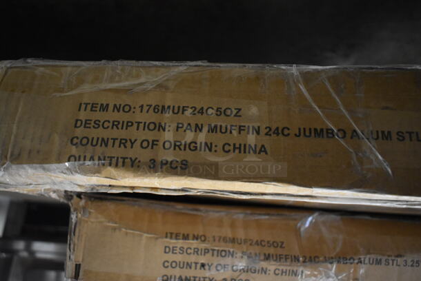 Box of 3 BRAND NEW SCRATCH AND DENT! Baker's Mark 176MUF24C5OZ 24 Cup 5 oz. Glazed Aluminized Steel Jumbo Muffin / Cupcake Pan - 26" x 18"  - Image 2 of 2