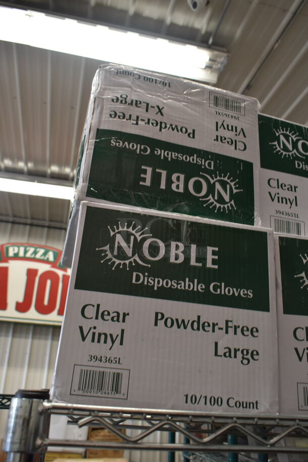 11 BRAND NEW SCRATCH AND DENT! Boxes of Noble Disposable Gloves Including 2 394365L Large, 2 394365XL X Large, 2 394365M Medium, 2 394365S Small, 394325M Medium, Black Hybrid Large, Nitrile Large. 11 Times Your Bid!   - Image 2 of 7