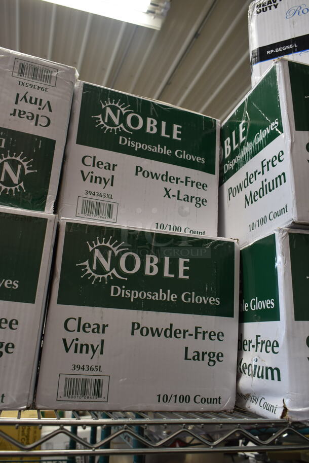 11 BRAND NEW SCRATCH AND DENT! Boxes of Noble Disposable Gloves Including 2 394365L Large, 2 394365XL X Large, 2 394365M Medium, 2 394365S Small, 394325M Medium, Black Hybrid Large, Nitrile Large. 11 Times Your Bid!   - Image 3 of 7