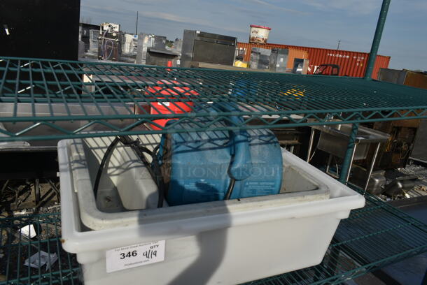 White Poly Bin w/ Blue Floor Fan Air Mover - Image 2 of 4