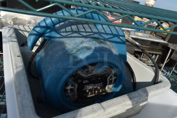 White Poly Bin w/ Blue Floor Fan Air Mover - Image 3 of 4