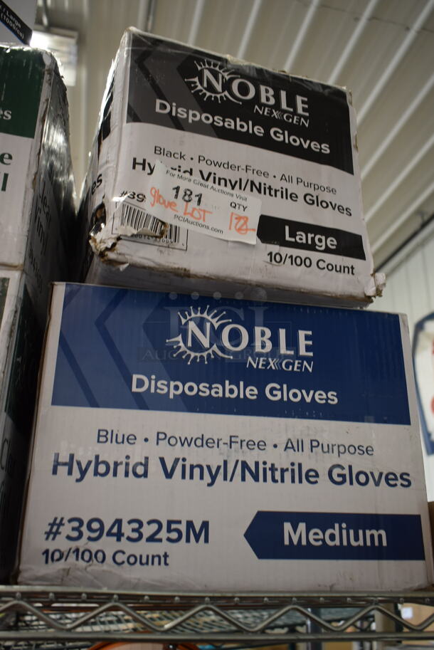 11 BRAND NEW SCRATCH AND DENT! Boxes of Noble Disposable Gloves Including 2 394365L Large, 2 394365XL X Large, 2 394365M Medium, 2 394365S Small, 394325M Medium, Black Hybrid Large, Nitrile Large. 11 Times Your Bid!   - Image 6 of 7