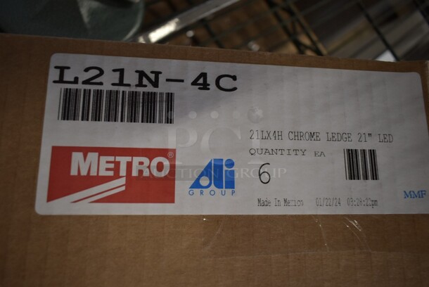 Box of 4 BRAND NEW SCRATCH AND DENT! Metro L21N-4C Super Erecta Chrome Stackable Ledge 21" x 4" - Image 3 of 3