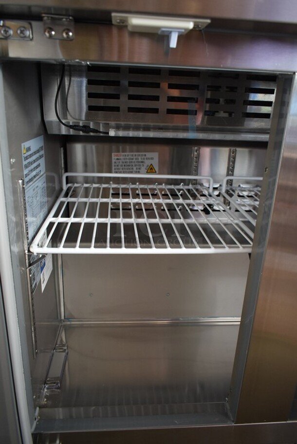 BRAND NEW SCRATCH AND DENT! 2023 Avantco 178ZPT36HC Stainless Steel Commercial Sandwich Salad Prep Table Bain Marie Mega Top on Commercial Casters. 115 Volts, 1 Phase. Tested and Working! - Image 5 of 7