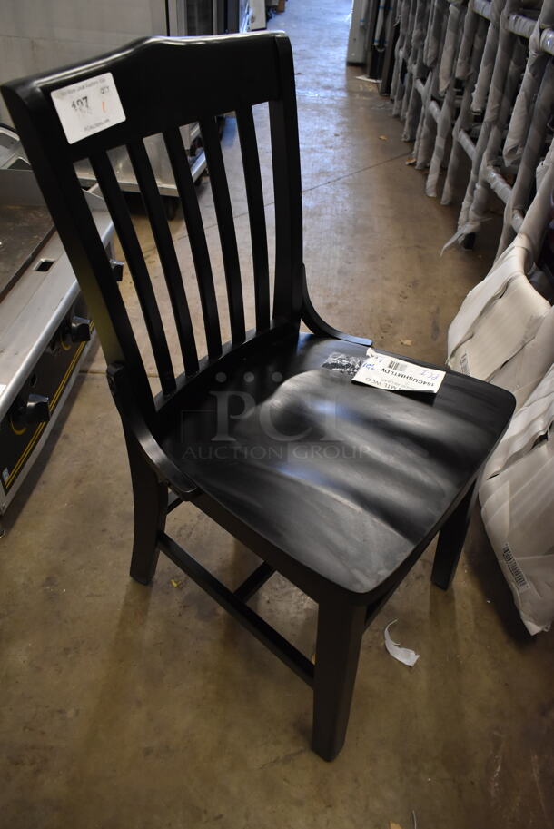 BRAND NEW SCRATCH AND DENT! Lancaster Table & Seating Black Wood Pattern Dining Height Chair.  - Image 3 of 4