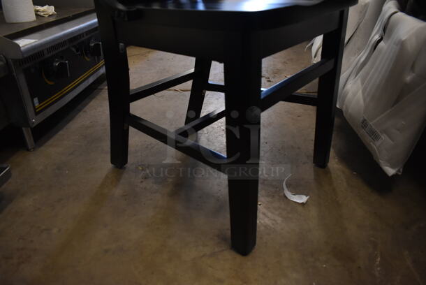 BRAND NEW SCRATCH AND DENT! Lancaster Table & Seating Black Wood Pattern Dining Height Chair.  - Image 4 of 4