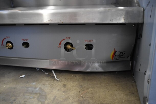 BRAND NEW SCRATCH AND DENT! 2023 Cooking Performance Group CPG 351GMCPG36NL Stainless Steel Commercial Countertop Natural Gas Powered Flat Top Griddle w/ Thermostatic Controls. 90,000 BTU.  - Image 3 of 7