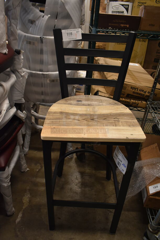 BRAND NEW SCRATCH AND DENT! Lancaster Table & Seating 164BMTLADFR w/ Distressed Driftwood Wood Seat.  - Image 2 of 5