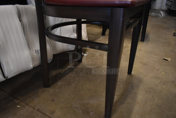 8 BRAND NEW SCRATCH AND DENT! Lancaster Table & Seating 164CWGWLADFR Black Metal Dining Height Chair w/ Maroon Seat Cushion. 8 Times Your Bid!  - Image 5 of 8