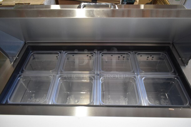 BRAND NEW SCRATCH AND DENT! 2024 True TSSU-36-08-HC Stainless Steel Commercial Sandwich Salad Prep Table Bain Marie Mega Top. 115 Volts, 1 Phase. Tested and Working! - Image 4 of 9