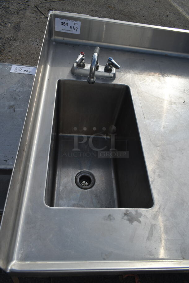 Stainless Steel Counter w/ Sink Bay, Faucet, Handles and Under Shelves.  - Image 3 of 4