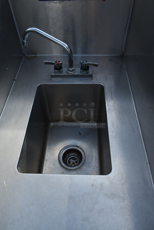 Stainless Steel Single Sink w/ Faucet, Handles and Side Splash Guards.  - Image 2 of 3