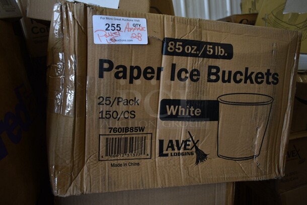 PALLET LOT of 28 BRAND NEW! Boxes Including 5001RT70010B Lavex Premium 10" White Aircell TAD Hardwound Paper Towel Roll, 700 Feet / Roll - 6/Case, 795PTOBK1 Choice 4 5/8" x 3 1/2" x 2 1/2" Black Microwavable Folded Paper #1 Take-Out Container - 450/Case, Take Out Container Lids,  15080L-BK  Super Bowl Plus 80 oz. Black Square PET Plastic Bowl - 50/Case, 245954CB Baker's Mark 9" x 5" x 4" White Bakery Box - 250/Bundle, 80824SV Tablecraft 24SV 24 oz. INVERTAtop Dualway First In First Out "FIFO" Squeeze Bottle - 3/Pack, 
760IB85W Lavex 5 lb. White Disposable Paper Ice Bucket - 150/Case. 28 Times Your Bid! - Image 6 of 12