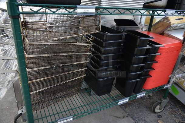 Green Finish 4 Tier Wire Shelving Unit w/ Contents Including Drop In Bins. BUYER MUST DISMANTLE. PCI CANNOT DISMANTLE FOR SHIPPING. PLEASE CONSIDER FREIGHT CHARGES. - Image 4 of 4