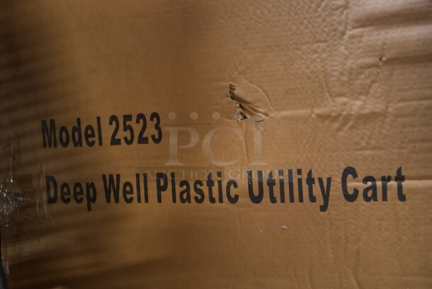 BRAND NEW SCRATCH AND DENT! Lakeside 2523 Plastic Deep Well Two Shelf Utility Cart - 40 1/4" x 25 1/2" x 32 3/4" - Image 2 of 3
