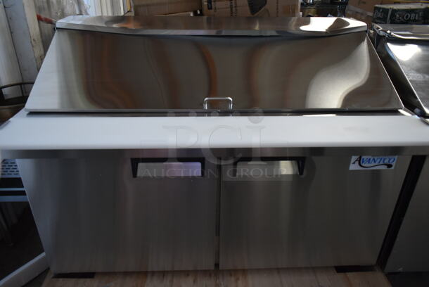 BRAND NEW SCRATCH AND DENT! 2023 Avantco 178APT60MHC Stainless Steel Commercial Sandwich Salad Prep Table Bain Marie Mega Top. 115 Volts, 1 Phase. Tested and Working! - Image 2 of 8