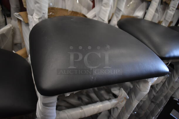 18 BRAND NEW SCRATCH AND DENT! Lancaster Table & Seating 164CMTLADFR Black Metal Dining Height Chairs. Comes w/ 14 Cushions. 18 Times Your Bid!  - Image 8 of 12