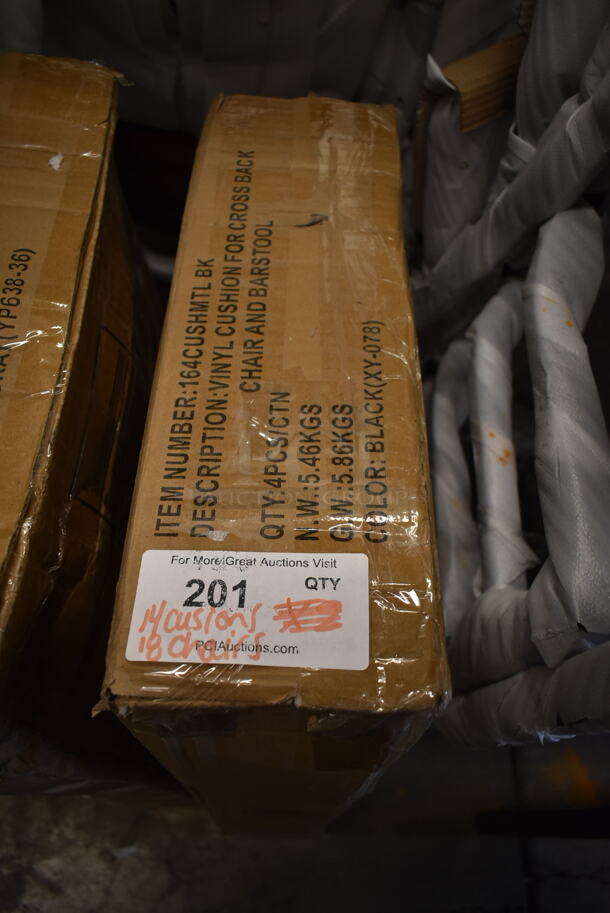 18 BRAND NEW SCRATCH AND DENT! Lancaster Table & Seating 164CMTLADFR Black Metal Dining Height Chairs. Comes w/ 14 Cushions. 18 Times Your Bid!  - Image 9 of 12
