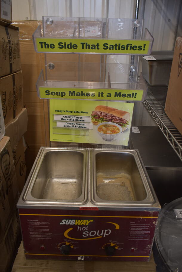 Nemco 6130-SUB Stainless Steel Commercial Countertop 2 Well Food Warmer w/ Poly Brochure Attachment. 120 Volts, 1 Phase. Tested and Working! - Image 1 of 5