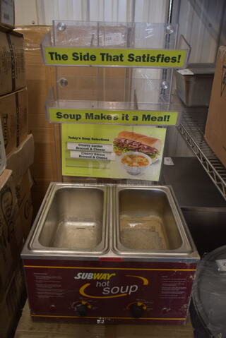 Nemco 6130-SUB Stainless Steel Commercial Countertop 2 Well Food Warmer w/ Poly Brochure Attachment. 120 Volts, 1 Phase. Tested and Working!