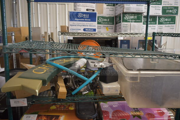 ALL ONE MONEY! Tier Lot of Various Items Including Poly Bin, Drip Tray, Legs, and Check In Sign - Image 2 of 10