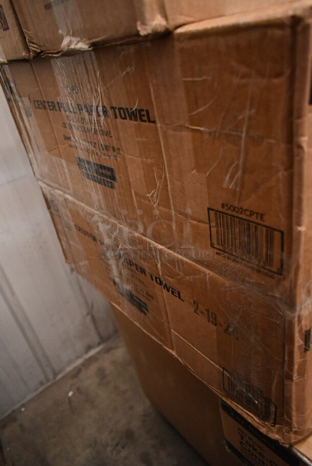 PALLET LOT of 36 BRAND NEW! Boxes Including 7 Box 795KFTL2PE Choice 2 oz. Round PET Take-Out Lid - 1000/Case, 129MCS16B Choice 16 oz. Black 8" x 5 1/4" x 1 1/2" Rectangular Microwavable Heavy Weight Container with Lid - 150/Case, 128HDLDBULK ChoiceHD Microwavable Translucent Plastic Deli Container Lid - 480/Case, 2 Box 5002CPTE Lavex 2-Ply White Center Pull Economy Paper Towel 510' Roll - 6/Case, 500MFTN Lavex Natural Brown Kraft M-Fold (Multifold) Towel - 4000/Case, 2 Box S6SW Spoons, CHoice #4 Paper Food Containers, 612SL65LARGE ChoiceHD Smoothwall Silver Large Oblong Foil Entree / Take-Out Pan with Dome Lid 65.6 oz. - 50/Case, 2 Box 500CFT Lavex White C-Fold Standard Weight Towel - 2400/Case, 5001BNAP Choice 1-Ply White Beverage / Cocktail Napkin - 4000/Case. 36 Times Your Bid! - Image 6 of 12