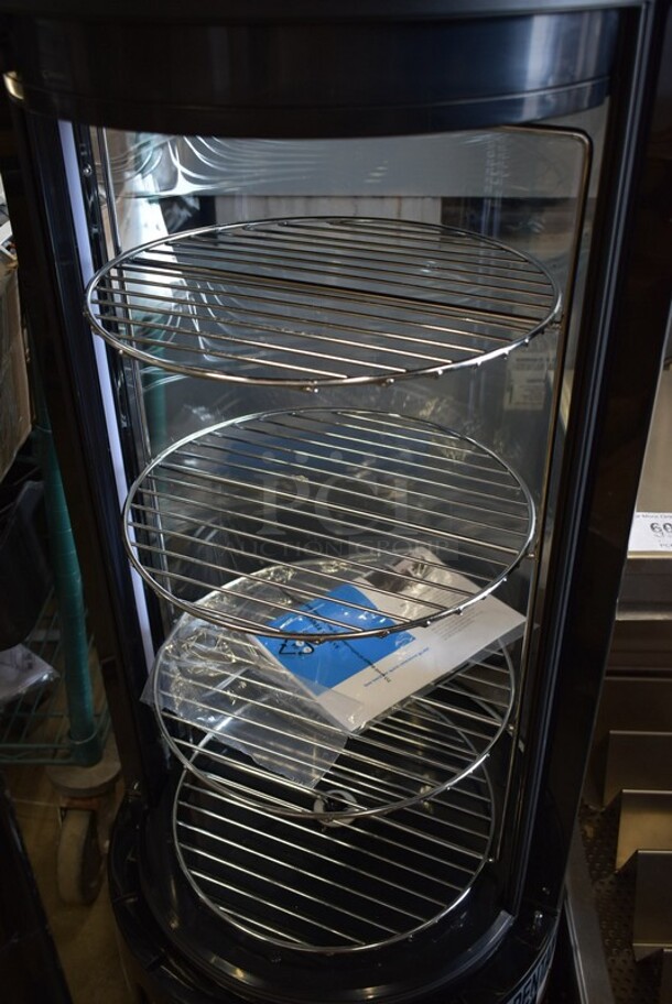 BRAND NEW SCRATCH AND DENT! Avantco 360CRR2HCB Black Countertop Rotating Refrigerated Cake Display Merchandiser. 110-120 Volts, 1 Phase. Tested and Powers On But Does Not Get Cold
 - Image 3 of 7