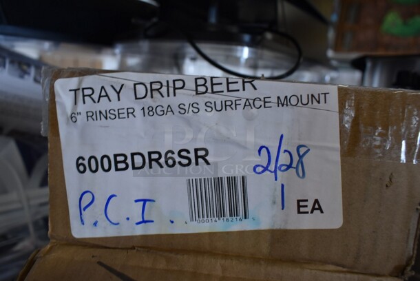 BRAND NEW SCRATCH AND DENT! Regency 600BDR6SR 6" Stainless Steel Surface Mount Beer Drip Tray with Rinser - Image 6 of 6