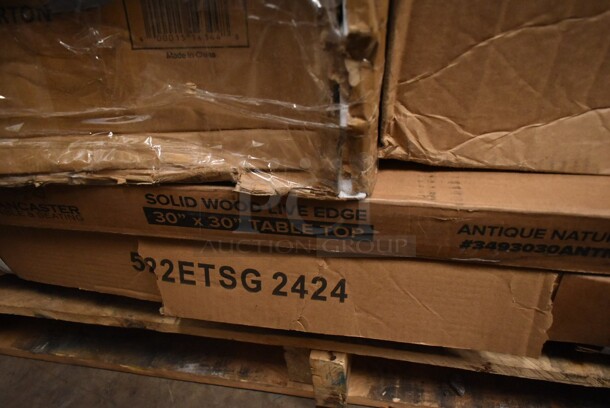 PALLET LOT of 32 BRAND NEW! Boxes Including 2 Box 130HCUTFWR Visions Individually Wrapped White Heavy Weight Plastic Fork - 1000/Case, 2 Box 795KFTL2PE Choice 2 oz. Round PET Take-Out Lid - 1000/Case, Tork 19212 Windshield Paper Towel, 3493030ANT Antique 30"x30" Tabletop, 522ETSG2424 Steelton 24" x 24" 18 Gauge 430 Stainless Steel Work Table with Undershelf, Southern Champion 2790 4 Cup Kraft Pop-Up 44 oz. Drink Carrier - 250/Case, 2 Box 130HCUTFWR Visions Individually Wrapped White Heavy Weight Plastic Fork - 1000/Case, 346MEDCUP1Z Choice 1 oz. Disposable Polypropylene Graduated Medicine Cup - 5000/Case, 3 Box 795KFTL2PE Choice 2 oz. Round PET Take-Out Lid - 1000/Case, 427FCRVINWHT Lancaster Table & Seating White Resin Folding Chair with Vinyl Seat, 433QLINER Baker's Mark Full Size Quilon® Coated Parchment Paper Bun / Sheet Pan Liner Sheet 16" x 24" - 1000/Case, 500MFTN Lavex Natural Brown Kraft M-Fold (Multifold) Towel - 4000/Case, 750FW815DJ Waterloo Wall-Mounted Faucet with 8" Centers and 15" Double-Jointed Swing Spout, 600SPL2028LR Regency 15" High Stainless Steel Three-Sided Splash for 28" x 20" Mop Sink, 395RP10C EcoChoice Compostable Sugarcane / Bagasse 10" Plate 3 Compartment - 500/Case, 5008RIPKRFT EcoChoice 8 oz. Squat Double Wall Kraft Compostable Paper Hot Cup - 500/Case. 32 Times Your Bid! - Image 4 of 12