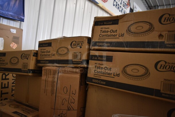 PALLET LOT of 32 BRAND NEW! Boxes Including 2 Box 130HCUTFWR Visions Individually Wrapped White Heavy Weight Plastic Fork - 1000/Case, 2 Box 795KFTL2PE Choice 2 oz. Round PET Take-Out Lid - 1000/Case, Tork 19212 Windshield Paper Towel, 3493030ANT Antique 30"x30" Tabletop, 522ETSG2424 Steelton 24" x 24" 18 Gauge 430 Stainless Steel Work Table with Undershelf, Southern Champion 2790 4 Cup Kraft Pop-Up 44 oz. Drink Carrier - 250/Case, 2 Box 130HCUTFWR Visions Individually Wrapped White Heavy Weight Plastic Fork - 1000/Case, 346MEDCUP1Z Choice 1 oz. Disposable Polypropylene Graduated Medicine Cup - 5000/Case, 3 Box 795KFTL2PE Choice 2 oz. Round PET Take-Out Lid - 1000/Case, 427FCRVINWHT Lancaster Table & Seating White Resin Folding Chair with Vinyl Seat, 433QLINER Baker's Mark Full Size Quilon® Coated Parchment Paper Bun / Sheet Pan Liner Sheet 16" x 24" - 1000/Case, 500MFTN Lavex Natural Brown Kraft M-Fold (Multifold) Towel - 4000/Case, 750FW815DJ Waterloo Wall-Mounted Faucet with 8" Centers and 15" Double-Jointed Swing Spout, 600SPL2028LR Regency 15" High Stainless Steel Three-Sided Splash for 28" x 20" Mop Sink, 395RP10C EcoChoice Compostable Sugarcane / Bagasse 10" Plate 3 Compartment - 500/Case, 5008RIPKRFT EcoChoice 8 oz. Squat Double Wall Kraft Compostable Paper Hot Cup - 500/Case. 32 Times Your Bid! - Image 8 of 12