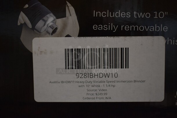2 BRAND NEW SCRATCH AND DENT! AvaMix 928IBHDW10 Heavy-Duty Variable Speed Immersion Blender with 10" Whisk . 120 Volts, 1 Phase. 2 Times Your Bid! Tested and Working! - Image 4 of 5