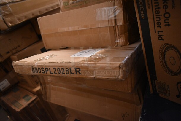 PALLET LOT of 32 BRAND NEW! Boxes Including 2 Box 130HCUTFWR Visions Individually Wrapped White Heavy Weight Plastic Fork - 1000/Case, 2 Box 795KFTL2PE Choice 2 oz. Round PET Take-Out Lid - 1000/Case, Tork 19212 Windshield Paper Towel, 3493030ANT Antique 30"x30" Tabletop, 522ETSG2424 Steelton 24" x 24" 18 Gauge 430 Stainless Steel Work Table with Undershelf, Southern Champion 2790 4 Cup Kraft Pop-Up 44 oz. Drink Carrier - 250/Case, 2 Box 130HCUTFWR Visions Individually Wrapped White Heavy Weight Plastic Fork - 1000/Case, 346MEDCUP1Z Choice 1 oz. Disposable Polypropylene Graduated Medicine Cup - 5000/Case, 3 Box 795KFTL2PE Choice 2 oz. Round PET Take-Out Lid - 1000/Case, 427FCRVINWHT Lancaster Table & Seating White Resin Folding Chair with Vinyl Seat, 433QLINER Baker's Mark Full Size Quilon® Coated Parchment Paper Bun / Sheet Pan Liner Sheet 16" x 24" - 1000/Case, 500MFTN Lavex Natural Brown Kraft M-Fold (Multifold) Towel - 4000/Case, 750FW815DJ Waterloo Wall-Mounted Faucet with 8" Centers and 15" Double-Jointed Swing Spout, 600SPL2028LR Regency 15" High Stainless Steel Three-Sided Splash for 28" x 20" Mop Sink, 395RP10C EcoChoice Compostable Sugarcane / Bagasse 10" Plate 3 Compartment - 500/Case, 5008RIPKRFT EcoChoice 8 oz. Squat Double Wall Kraft Compostable Paper Hot Cup - 500/Case. 32 Times Your Bid! - Image 11 of 12