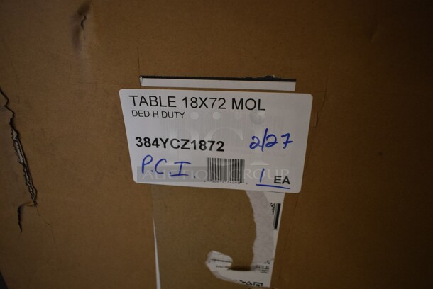 BRAND NEW SCRATCH AND DENT! Lancaster Table & Seating 384YCZ1872 18" x 72" Granite White Heavy-Duty Blow Molded Plastic Folding Table - Image 3 of 4
