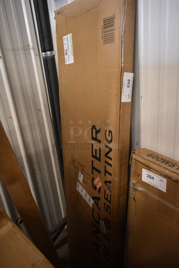 BRAND NEW SCRATCH AND DENT! Lancaster Table & Seating 384YCZ1872 18" x 72" Granite White Heavy-Duty Blow Molded Plastic Folding Table - Image 2 of 4