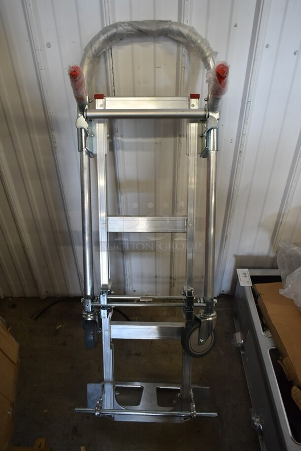 BRAND NEW SCRATCH AND DENT! Lavex 257HS1009 750 lb. 2-in-1 Convertible Hand Truck with Pneumatic Wheels - Image 4 of 5