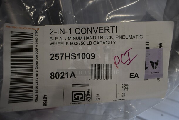 BRAND NEW SCRATCH AND DENT! Lavex 257HS1009 750 lb. 2-in-1 Convertible Hand Truck with Pneumatic Wheels - Image 5 of 5