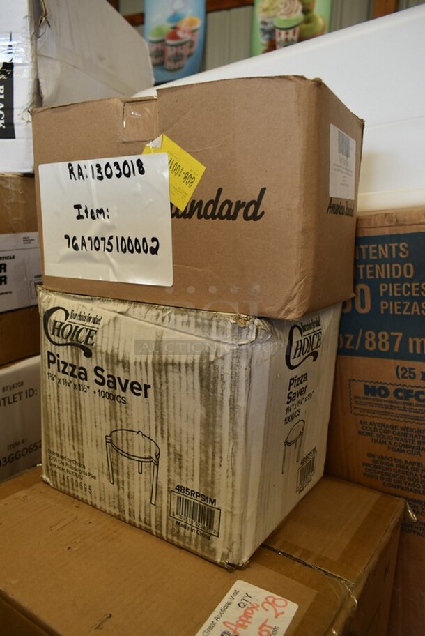 PALLET LOT of 28 BRAND NEW IN BOX! Boxes Including 130HBKCUTFW Visions Individually Wrapped Black Heavy Weight Plastic Fork - 1000/Case, 259FLTFP70 Fryclone Fryer Oil Particle Filter for Fryclone 70 lb. Oil Filter Systems - 100/Box, 
76A7075100002 Colony Pro 1.2 GPM Deck-Mount Lavatory Faucet with Single Lever Control and Metal Pop-Up Drain, 485RPS1M Choice Pizza Box Stack / Pizza Saver - 1000/Case, 500MFTN Lavex Natural Brown Kraft M-Fold (Multifold) Towel - 4000/Case, Tuxton China GGC-023 Platter, 2 Box Tuxton GGO-652 TuxTrendz Artisan Geode Olive 12" x 9 3/4" China Ellipse Plate - 12/Case, 129MCR24B Choice 24 oz. Black Round Microwavable Heavy Weight Container with Lid 7 1/4" - 150/Case, 128HDLDBULK ChoiceHD Microwavable Translucent Plastic Deli Container Lid - 480/Case, 795PTOKFT4 Choice Kraft Microwavable Folded Paper #4 Take-Out Container 7 7/8" x 5 1/2" x 3 1/2" - 160/Case, Dart J Cup 30 oz Cups, Henny Penny 15716 Breading Lug, 128HD12COMBO ChoiceHD 12 oz. Microwavable Translucent Plastic Deli Container and Lid Combo Pack - 240/Case, 128HD8BULK Choice 24 oz. Black Round Microwavable Heavy Weight Container with Lid 7 1/4" - 150/Case, 2 Box 5001RT1000N Lavex 8" Natural Kraft Hardwound Paper Towel, 1000 Feet / Roll - 6/Case, 130HBKCUTFW Visions Individually Wrapped Black Heavy Weight Plastic Fork - 1000/Case, 2 Box Tuxton GGE-023 TuxTrendz Artisan Geode Azure 13 1/4" x 11" China Platter - 12/Case, Noble 394365L Noble Products Powder-Free Disposable Vinyl Gloves for Foodservice - 1000/Case, 612POB225LB Choice Oblong Clear Plastic Dome Lid for 2.25 lb. & 1.5 lb. Shallow Foil Take-Out Container - 500/Case.
28 Times Your Bid! - Image 3 of 12
