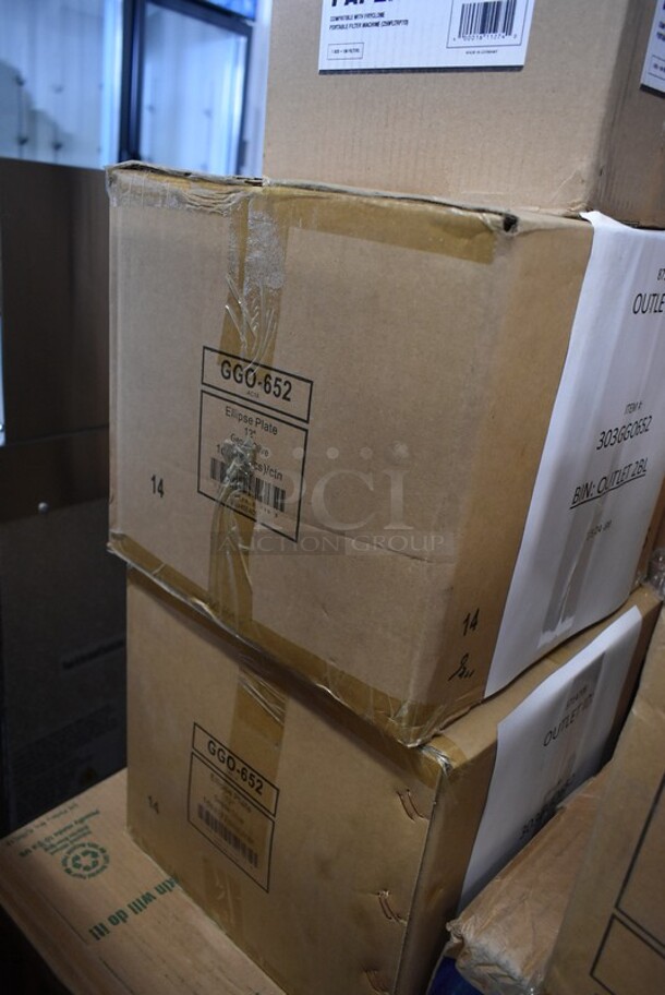 PALLET LOT of 28 BRAND NEW IN BOX! Boxes Including 130HBKCUTFW Visions Individually Wrapped Black Heavy Weight Plastic Fork - 1000/Case, 259FLTFP70 Fryclone Fryer Oil Particle Filter for Fryclone 70 lb. Oil Filter Systems - 100/Box, 
76A7075100002 Colony Pro 1.2 GPM Deck-Mount Lavatory Faucet with Single Lever Control and Metal Pop-Up Drain, 485RPS1M Choice Pizza Box Stack / Pizza Saver - 1000/Case, 500MFTN Lavex Natural Brown Kraft M-Fold (Multifold) Towel - 4000/Case, Tuxton China GGC-023 Platter, 2 Box Tuxton GGO-652 TuxTrendz Artisan Geode Olive 12" x 9 3/4" China Ellipse Plate - 12/Case, 129MCR24B Choice 24 oz. Black Round Microwavable Heavy Weight Container with Lid 7 1/4" - 150/Case, 128HDLDBULK ChoiceHD Microwavable Translucent Plastic Deli Container Lid - 480/Case, 795PTOKFT4 Choice Kraft Microwavable Folded Paper #4 Take-Out Container 7 7/8" x 5 1/2" x 3 1/2" - 160/Case, Dart J Cup 30 oz Cups, Henny Penny 15716 Breading Lug, 128HD12COMBO ChoiceHD 12 oz. Microwavable Translucent Plastic Deli Container and Lid Combo Pack - 240/Case, 128HD8BULK Choice 24 oz. Black Round Microwavable Heavy Weight Container with Lid 7 1/4" - 150/Case, 2 Box 5001RT1000N Lavex 8" Natural Kraft Hardwound Paper Towel, 1000 Feet / Roll - 6/Case, 130HBKCUTFW Visions Individually Wrapped Black Heavy Weight Plastic Fork - 1000/Case, 2 Box Tuxton GGE-023 TuxTrendz Artisan Geode Azure 13 1/4" x 11" China Platter - 12/Case, Noble 394365L Noble Products Powder-Free Disposable Vinyl Gloves for Foodservice - 1000/Case, 612POB225LB Choice Oblong Clear Plastic Dome Lid for 2.25 lb. & 1.5 lb. Shallow Foil Take-Out Container - 500/Case.
28 Times Your Bid! - Image 5 of 12