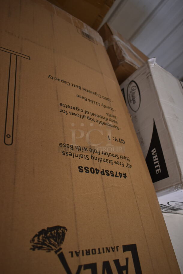 PALLET LOT of 23 BRAND NEW! Boxes Including 2 Box 795PTOBK1 Choice 4 5/8" x 3 1/2" x 2 1/2" Black Microwavable Folded Paper #1 Take-Out Container - 450/Case, 2 Box 130BKFSH Visions Wrapped Black Heavy Weight Plastic Cutlery Pack with Knife, Fork, and Spoon - 500/Case, 2 Box 130HCUTSSWR Visions Individually Wrapped White Heavy Weight Plastic Soup Spoon - 1000/Case, 3 Box 127RDTFLBULK Choice Microwavable Translucent Customizable Recessed Fit Deli Lid - 500/Case, 2 Box 129MCR24B Choice 24 oz. Black Round Microwavable Heavy Weight Container with Lid 7 1/4" - 150/Case, Vigor 24711422 Full Size 4" Deep Anti-Jam Stainless Steel Steam Table / Hotel Pan - 22 Gauge, 500CC16 Choice Clear PET Customizable Plastic Cold Cup - 16 oz. - 1000/Case, Lavex Natural Kraft Hardwound Towels, 795PTOKFT3 Choice Kraft Microwavable Folded Paper #3 Take-Out Container 7 3/4" x 5 1/2" x 2 1/2" - 200/Case, 347TCL10 Choice 10 oz. Clear Disposable Plastic Tumbler - 500/Case, 612OB4LB Choice 4 lb. Oblong Foil Take-Out Container - 250/Case, 475SP40SS Lavex 40" Stainless Steel Free Standing Smoker Pole and Base. 23 Times Your Bid!  - Image 10 of 10