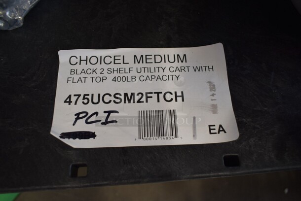 BRAND NEW SCRATCH AND DENT! Choice 475UCSM2FTCH Medium Black 2-Shelf Utility Cart with Flat Top and Built-In Tool Compartment - 38" x 18 3/4" x 32 1/4" - Image 7 of 7