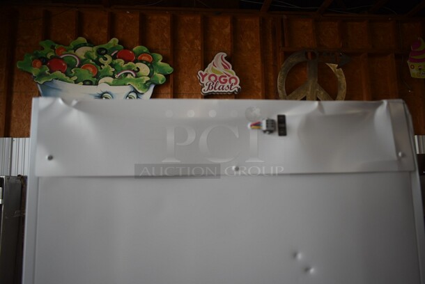 BRAND NEW SCRATCH AND DENT! 2023 KoolMore KM-PHR-15C Metal Commercial Single Door Reach In Cooler Merchandiser. See Pictures For Broken Door Glass. 115 Volts, 1 Phase.  Cannot Test - Alarm Sounds.  - Image 7 of 9