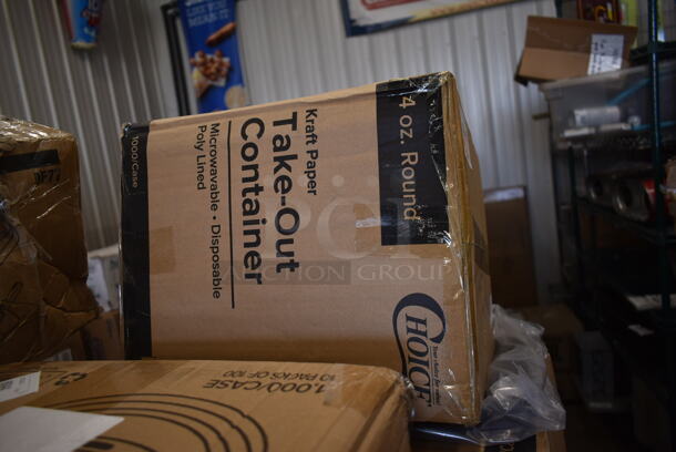 PALLET LOT of 26 BRAND NEW! Boxes Including 2 Box 395TO553PR EcoChoice Containers, 2 Box 500L1020W Choice White Hot Paper Cup Travel Lid for 10-24 oz. Standard Cups and 8 oz. Squat Cups - 1000/Case, Dart 95HT1R 9 1/2" x 9" x 3" White Foam Square Take Out Container with Hinged Lid - 200/Case, Choice 4 ox Take out Containers, 795KFT32RNPE Choice 32 oz. Round Kraft PE-Lined Microwavable Take-Out Container 5 15/16" x 3" - 300/Case, Royal Paper R810 5 1/2" Eco-Friendly Wood Coffee Stirrer - 10000/Case, 267810006 Acopa Phoenix 7 5/16" 18/0 Stainless Steel Forged Salad / Dessert Fork - 12/Pack, 5105EF0001 Equip by T&S 5EF-0001 Replacement Electronic Faucet White Control Module, 760SOUP16 EcoChoice 16 oz. Kraft Paper Food Cup with Vented Lid - 250/Case, 600GT4 Grease Trap. 26 Times Your Bid!  - Image 4 of 11