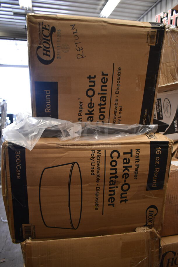 PALLET LOT of 26 BRAND NEW! Boxes Including 2 Box 395TO553PR EcoChoice Containers, 2 Box 500L1020W Choice White Hot Paper Cup Travel Lid for 10-24 oz. Standard Cups and 8 oz. Squat Cups - 1000/Case, Dart 95HT1R 9 1/2" x 9" x 3" White Foam Square Take Out Container with Hinged Lid - 200/Case, Choice 4 ox Take out Containers, 795KFT32RNPE Choice 32 oz. Round Kraft PE-Lined Microwavable Take-Out Container 5 15/16" x 3" - 300/Case, Royal Paper R810 5 1/2" Eco-Friendly Wood Coffee Stirrer - 10000/Case, 267810006 Acopa Phoenix 7 5/16" 18/0 Stainless Steel Forged Salad / Dessert Fork - 12/Pack, 5105EF0001 Equip by T&S 5EF-0001 Replacement Electronic Faucet White Control Module, 760SOUP16 EcoChoice 16 oz. Kraft Paper Food Cup with Vented Lid - 250/Case, 600GT4 Grease Trap. 26 Times Your Bid!  - Image 7 of 11